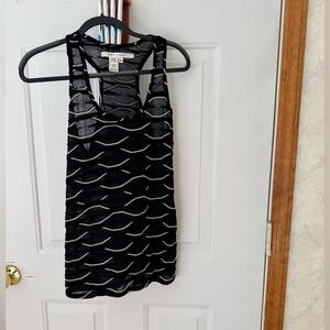 Max Studio Black and White Sheer Top